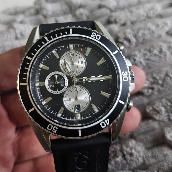 Michael KorS JetMaster Chronograph Black Dial /Silicone Men's Watch MK8355 - Picture 1 of 4